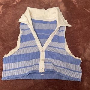 Out From Under Striped Collared crop top